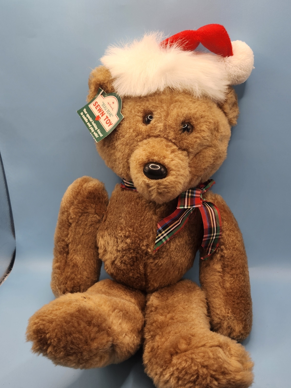Vintage Hallmark 1984 Beau Bear Plush W/ Christmas Santa Hat 14" Teddy NWT